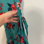EXPRESS  Floral Square Neck Ruffle Wrap Dress Teal Blue Pink Boho Mini Fit Flare Photo 7