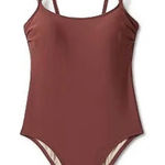 Kona Sol Brown Women’s Chain Link Medium Coverage Sew In Cups One Piece Swimsuit‎ Size M Photo 0
