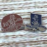 M.I. Hummel Club 10 Year‎ Member Lapel Pin Vintage Collectible Set of 2 Red Photo 0