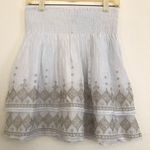 White House | Black Market WHBM Embroidered Tiered Skirt White Gold M Cotton Silk S Photo 3