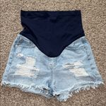 Pinkblush  Distressed Raw Hem Demin Blue Jean‎ Shorts Maternity Small Photo 0