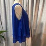 Stella Luce  Womens Large Blouse Blue Sleeveless Shirt Tiered Layers Casual Work Photo 1