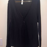 Athleta Wind Down Sleep Top Black Long Sleeve Ribbed NWT Large Photo 0