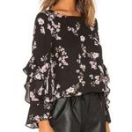 Jack by BB Dakota Jack BB Dakota Hey Girl Black Floral Ruffle Sleeves Top Dark Goth Fall Halloween Photo 5