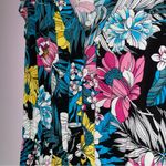 a.n.a  Size 8 Midi Dress Black w Colorful Tropical Floral Print Ruffle Casual Photo 2