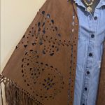 Steve Madden  dark brown Faux Suede fringe Poncho Photo 1