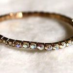 Source Unknown Formal Tennis Aurora Round Rhinestone Gold Tone Stretch Party Glam 6" Bracelet Photo 0