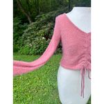 Altar'd State Super Soft V Neck Mauve Ruched Tie Front Crop Sweater S Photo 3