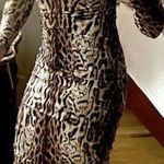 INC leopard ocelot print bodycon ruched mesh dress slip mob wife club XS 90s Y2K Photo 0
