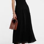 Vince  Black Smocked V Neck Midi Dress Sz.XL NWT Photo 2