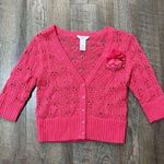 Candie's 2000s Hot Pink‎ Flower Knit Crochet Cardigan Sweater Womens Size Small/Medium Photo 0