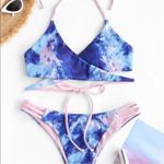 Zaful Tie dye ribbed ladder strap wrap bikini Photo 1