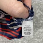 Thyme + Honey  Blue Striped Sleeveless Button Up Shirt - Size Small - Semi Sheer Photo 4