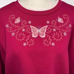 Blair Embroidered Butterfly Sweatshirt Pink Floral Pullover Women’s Large Photo 1