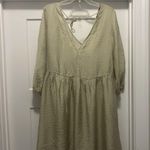 H&M  Deep V-Neck Mini Dress Light Green Size Large Summer Vacation Concert Thin Photo 7