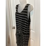 Ecowish  Womens Black White Stripe Sleeveless Keyhole Romper Drawstring Waist XXL Photo 1
