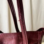 Vintage Burgundy Leather Tote Shoulder Bag Soft Leather Shopper w/ Silk Scarf Photo 3