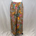 Kori  America tropical print lace up tie front wide leg palazzo pants size small Photo 3