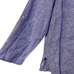 Tahari 100% MOP Linen Button Front Shirt Top Blue Womens 1X Tunic Lagenlook Photo 5