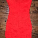 Bebe Red Rouched Strapless Dress  Photo 0