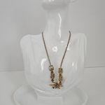 West Germany Vintage Floral Leaves Bib Necklace with Yellow Rhinestones Size 16 Photo 7