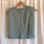 ZARA Sage Green Shoulder Pad Sleeveless Cropped Muscle Tee Photo 3