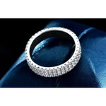 Boutique Sparkly Triple Row Eternity Ring | 14k White Gold Plated Sterling Silver Photo 15