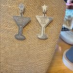 Happy New Year Martini Glass Earrings Silver Photo 1