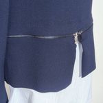 ZARA Navy Knit Pullover with Zipper Hem and Blue Stripe Accent NWT Size Medium Photo 3