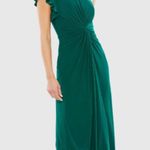 Mac Duggal  Gown Size 6 HoCo Emerald Green Elegant One-Shoulder Flutter Sleeve NW Photo 0