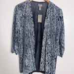 NWT Travelers Ellie Lace Open Front Jacket In Blue Size Medium Chico's 1 Photo 0