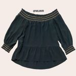 Whistles Off Shoulder Mandy Silk Cropped Boho Bardot Peplum Top Olive Size 2 Photo 2