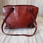 Texier Leather Satchel Shoulder Bag Work School Travel Vintage Redish Brown Red Photo 0