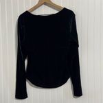Bohme  Black Velvet Top XL Draped Cowl Square Neck Long Sleeve Dark Romance Photo 2