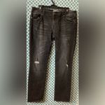 CAbi  Black Slim Boyfriend Jeans dark wash distressed women’s size 12 Photo 1