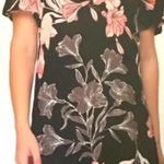 Nicole Miller Vintage Y2K Original Black Linen Floral V-Neck Shift Dress Size XL Photo 2