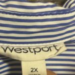 Westport  Blue And White Palm Print Button Down Short Sleeve Shirt Size 2X Photo 4