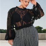 SheIn Frill trim lantern sleeve lace top Photo 3