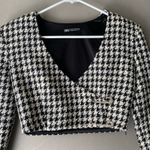 ZARA sz S tweed houndstooth jewel pins cropped blazer Photo 1