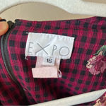 vtg dress gingham Plaid floral midi carnation Dark Grandma Cottage prairie Purple Size 10 Photo 8