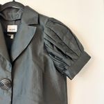Moschino  Women's Vintage Black Pleated Puff Sleeve Button Up Blazer Dress Size 8 Photo 2
