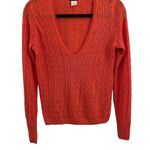J.Crew  Coral/Orange V-Neck Cable Knit Linen Sweater Size Small Photo 0