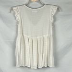 Japna  100% Viscose White Boho Cap Sleeve V-neck Peasant Top Babydoll Small Photo 1
