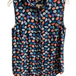 Talbots Blouse Sleeveless Button Front Medium Umbrella Print Photo 0