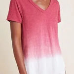 Anthropologie  Left of Center EUC Women's Hombre V-Neck Pink White Tee Size XSP Photo 0