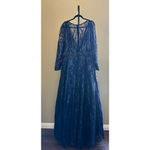 Mac Duggal  LONG SLEEVE EMBELLISHED EVENING GOWN IN MIDNIGHT BLUE 67113 SIZE 18 Photo 4