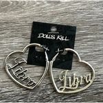 Dolls Kill Libra Horoscope Heart Dangle Women’s Earrings Silver Round Punk NWT Photo 1