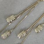 Gold Filled Huggie Hoop Earrings Dangle Owl Charms Photo 3