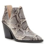 Vince Camuto Gigietta Black and White Snakeskin Chunky Heeled Boots Photo 12
