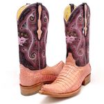 NWT El General Pink Caiman Pointed Toe Boots Women’s Size 8 Embroidered Western Photo 4